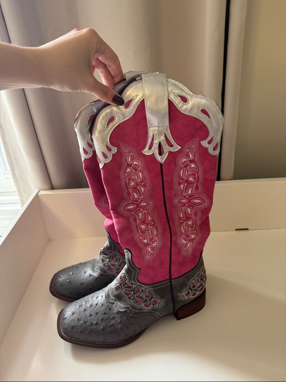 Pink and Silver Western Cowboy Boots